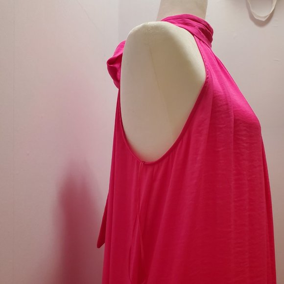 Vince Camuto Tiered Rumple Satin Maxi Dress Plus Size(1X) Halter Neck Sleeveless - Picture 5 of 11